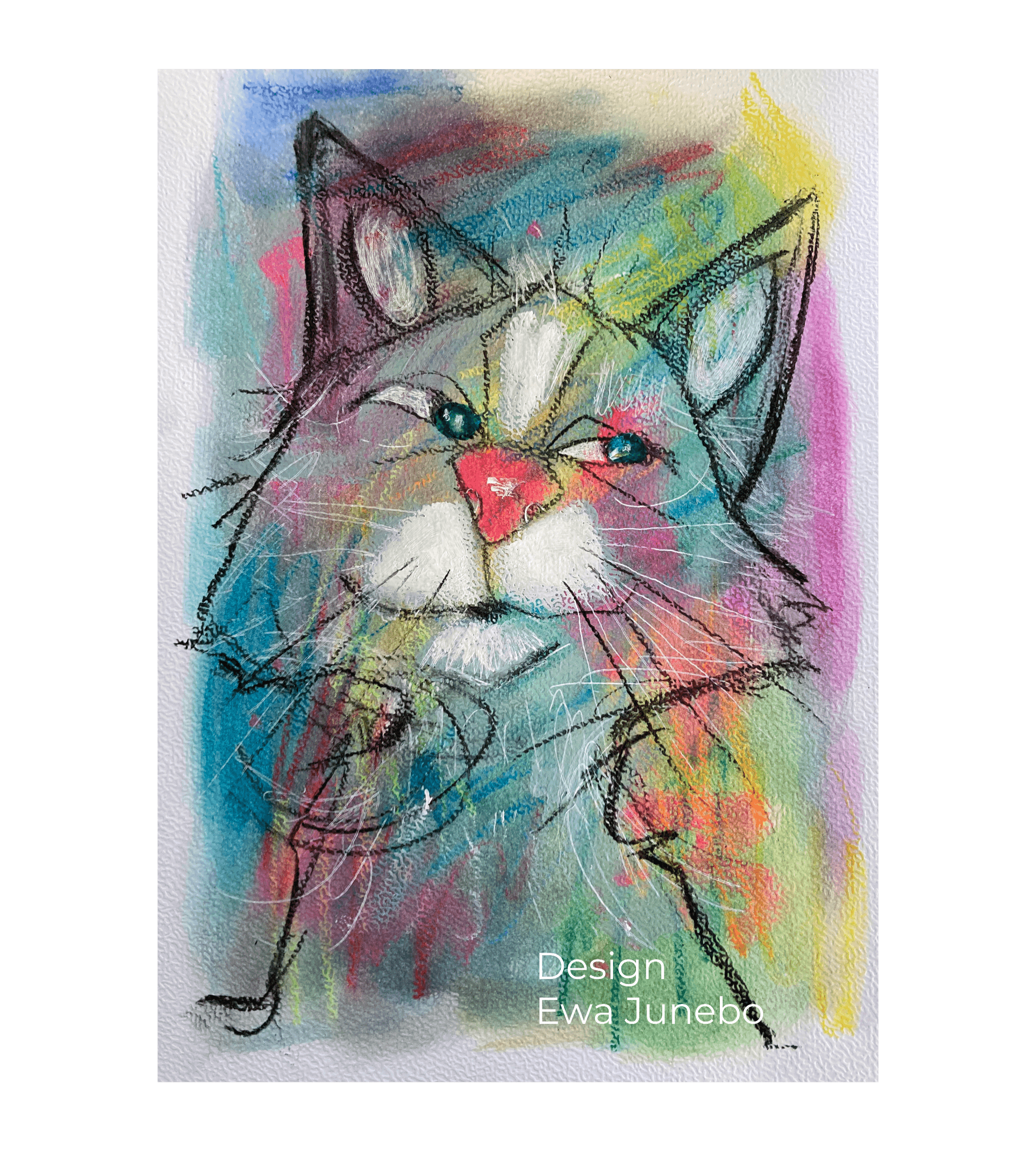 Neon Skisse Katt Klut